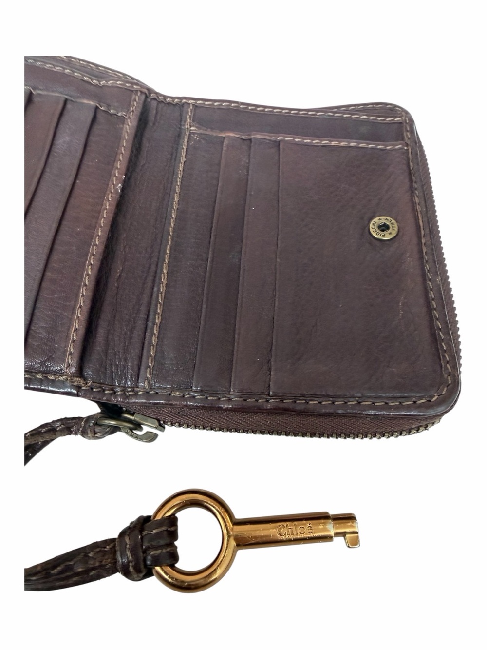 Authentic Chloé Paddington Chocolate Brown Leather Compact Zip Around Wallet - Picture 6 of 9